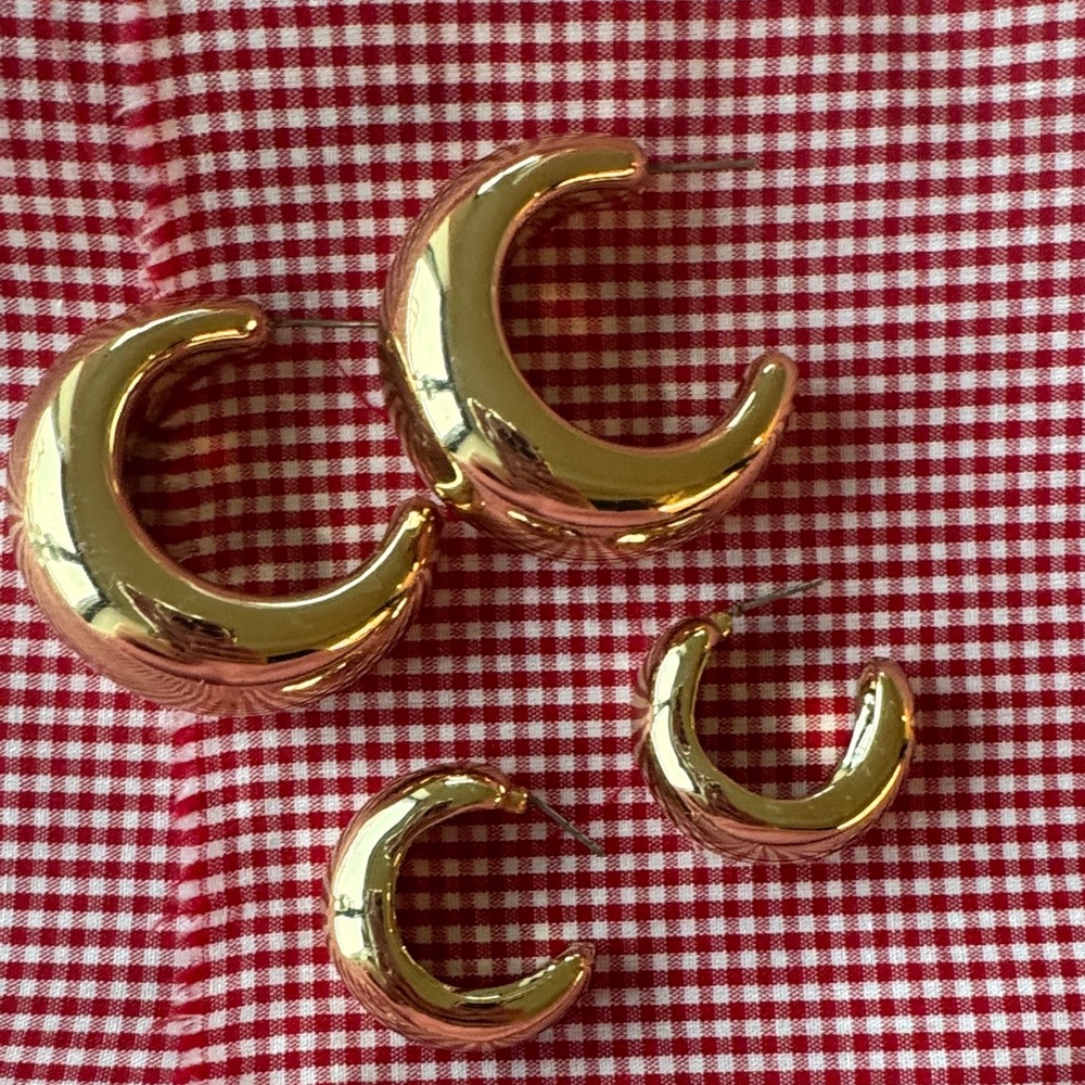 Gold Crescent Hoop Earrings